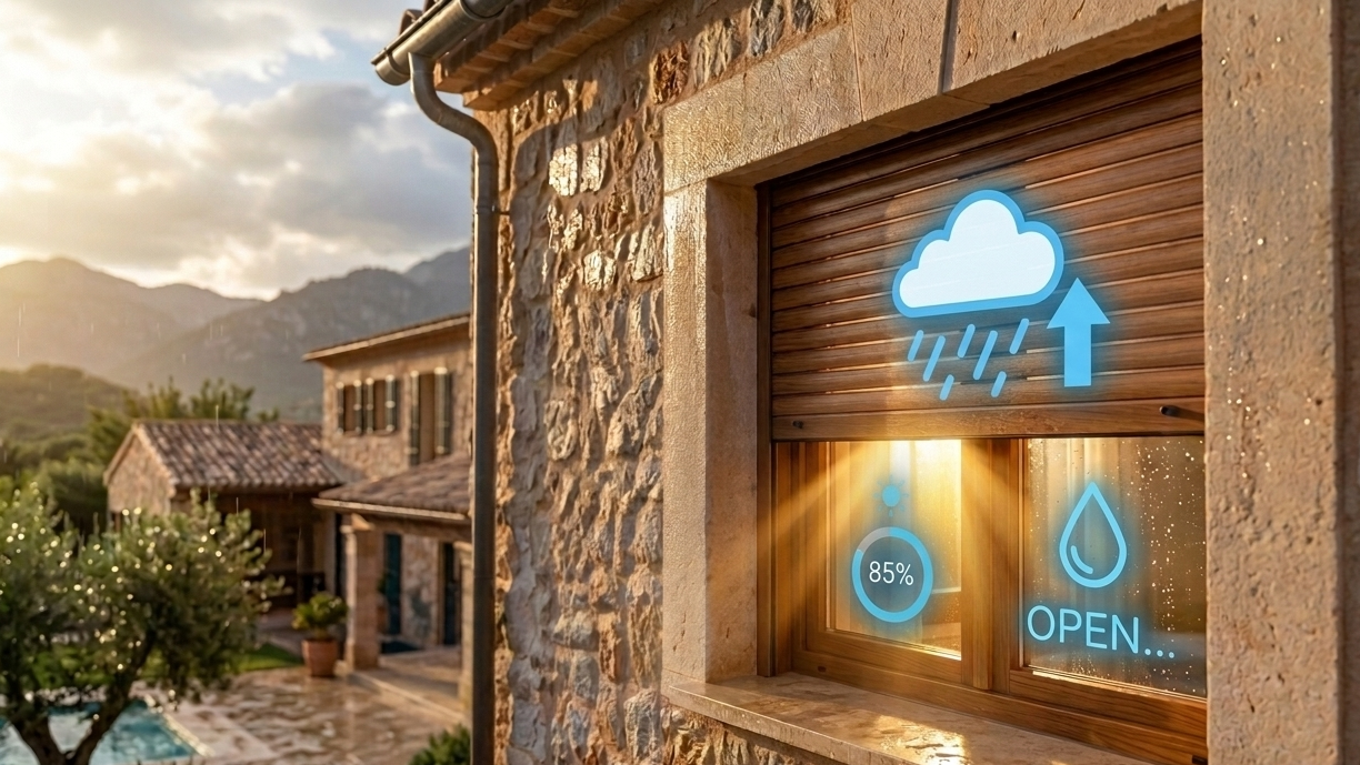 Automatische Öffnung eines Rolladen nach Regen durch Smart Home digital Automatisierung